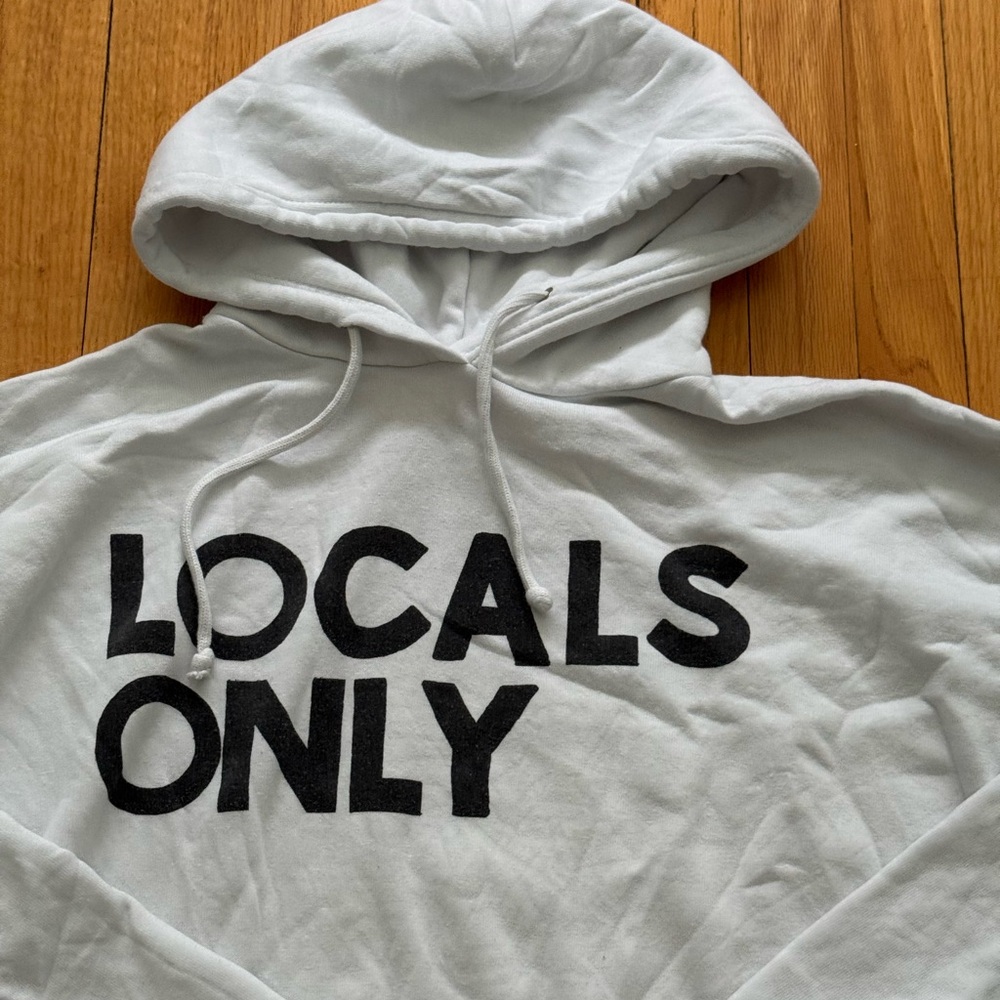 Aviator Nation White Hoodie with Black "LOCALS ONLY" Print